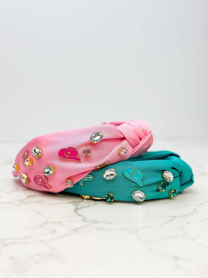 Prep Obsessed Wholesale - Western Embellished Top Knot Headbands: Turquoise