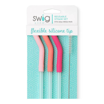 Swig Life - Blush/Coral/Pink  Reusable Straw Set (Mega Mugs)