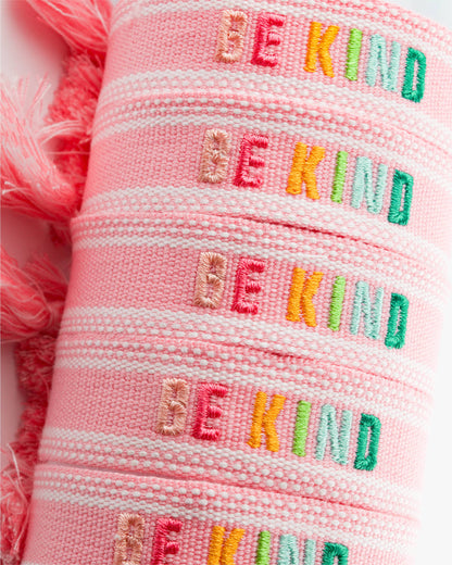 Cleary Lane - Colorful Embroidered Bracelets: Hot Pink | Be Kind