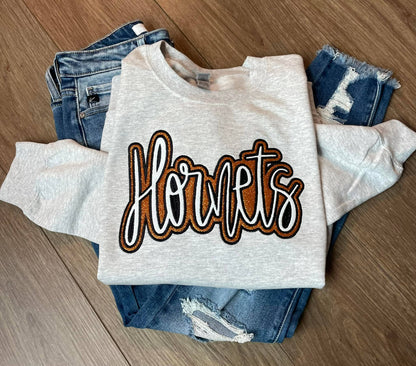 Double E Creations - Double Layered Glitter Spirit Applique sweatshirt: 2X