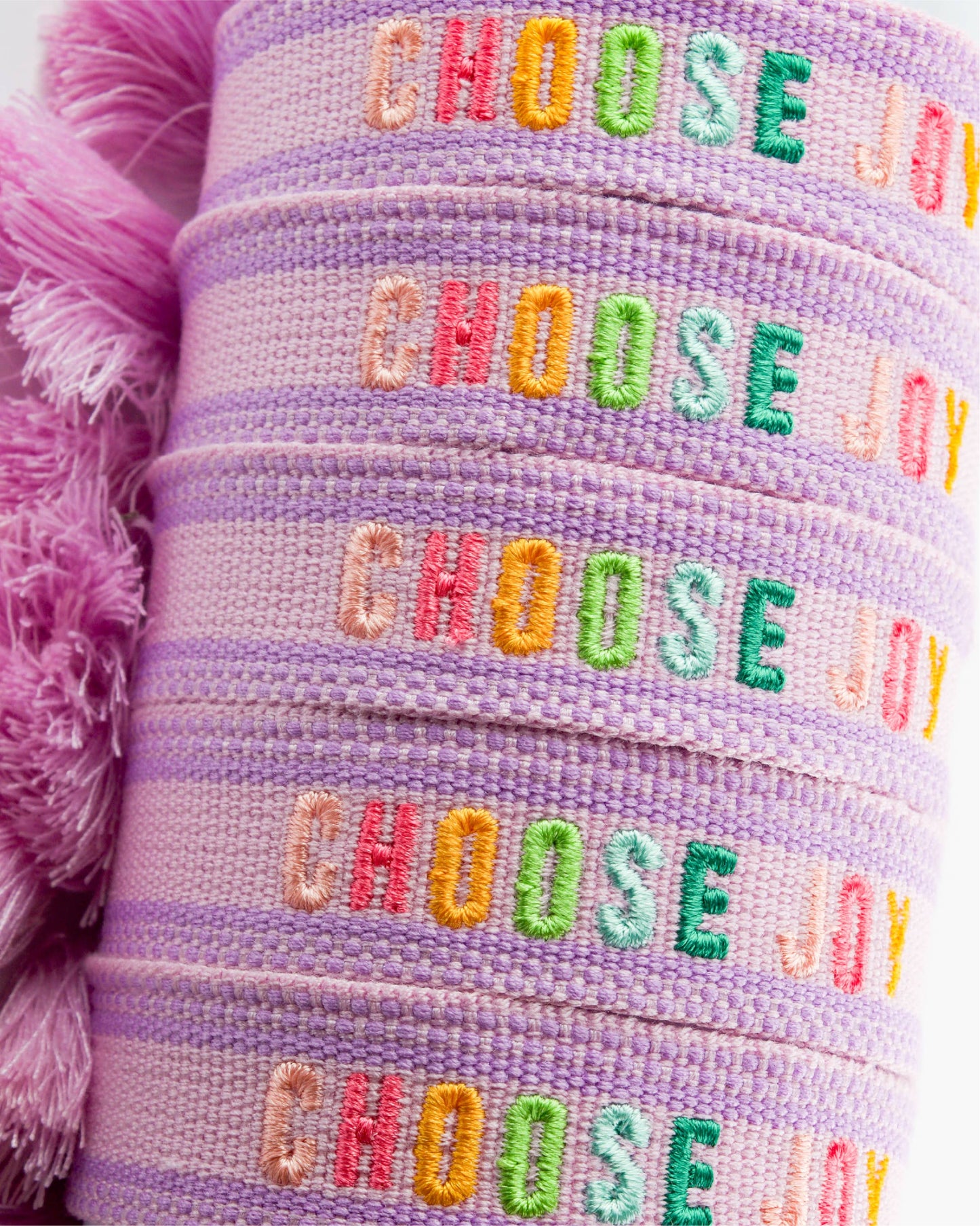 Cleary Lane - Colorful Embroidered Bracelets: Hot Pink | Be Kind