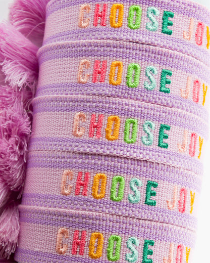 Cleary Lane - Colorful Embroidered Bracelets: Hot Pink | Be Kind