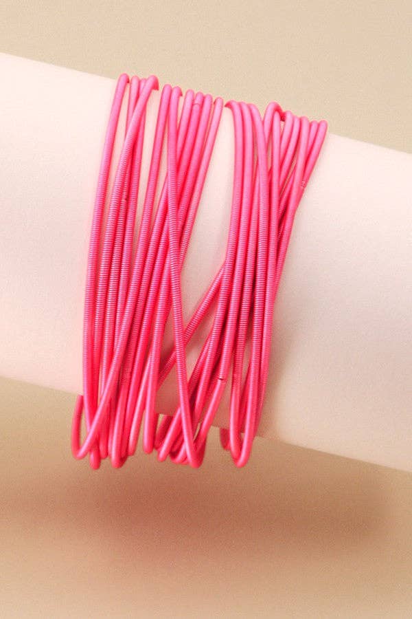 JOSSLYN by wall to wall - Guitar String Bracelets -20pcs set | 40B100: HOT PINK