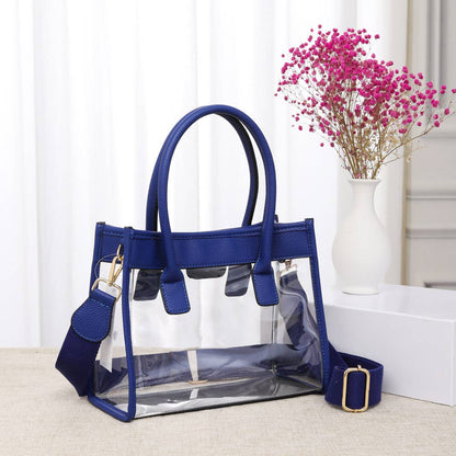 Clear Tote / Crossbody Bag: Royal Blue