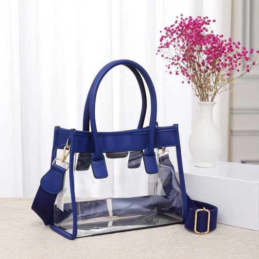 Clear Tote / Crossbody Bag: Royal Blue