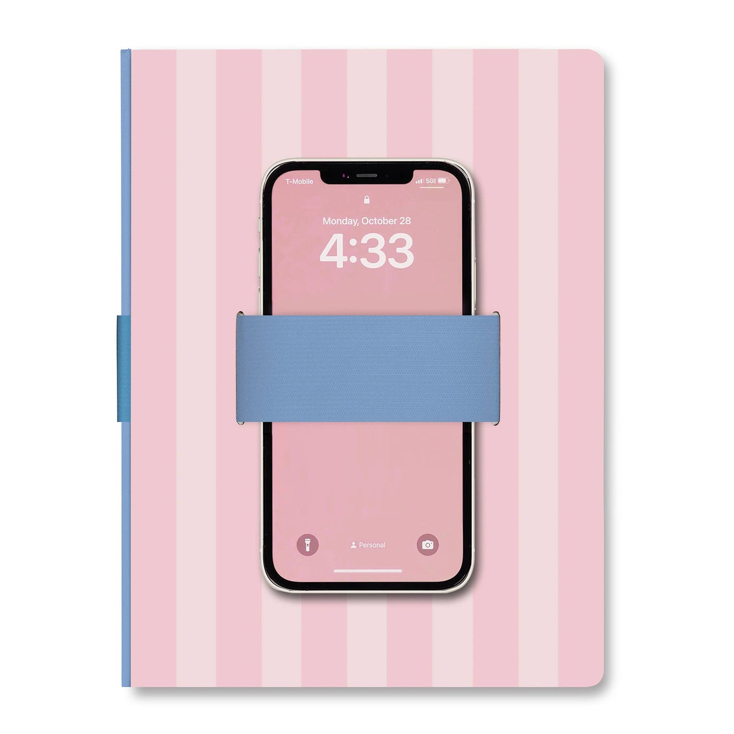 Studio Oh! - Pink Stripes Casey Notebook with Phone Loop