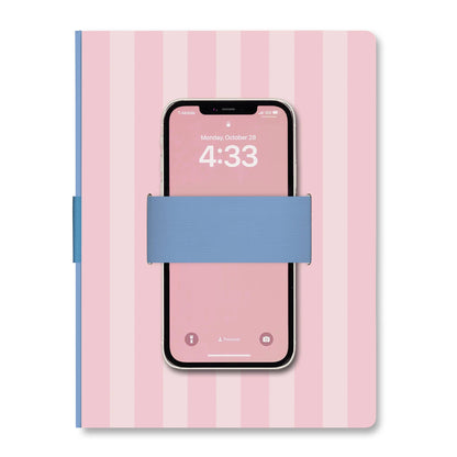 Studio Oh! - Pink Stripes Casey Notebook with Phone Loop