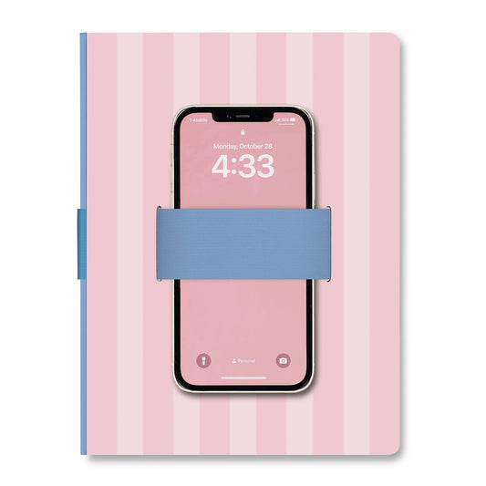 Studio Oh! - Pink Stripes Casey Notebook with Phone Loop