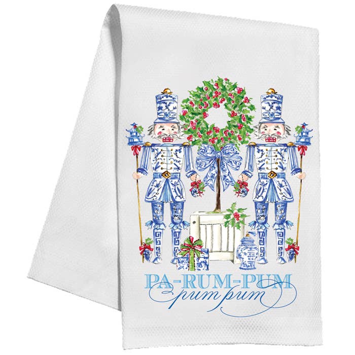 RosanneBeck Collections - Pa-Rum-Pum Chinoiserie Nutcrackers Topiary Kitchen Towel