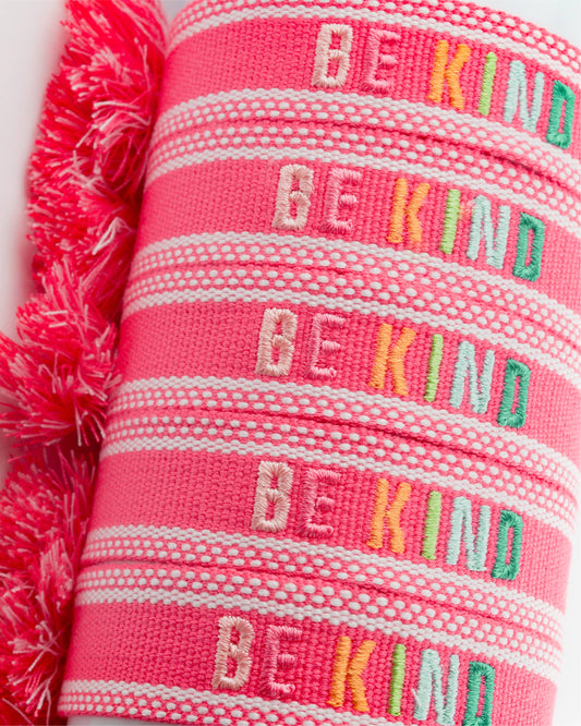 Cleary Lane - Colorful Embroidered Bracelets: Hot Pink | Be Kind