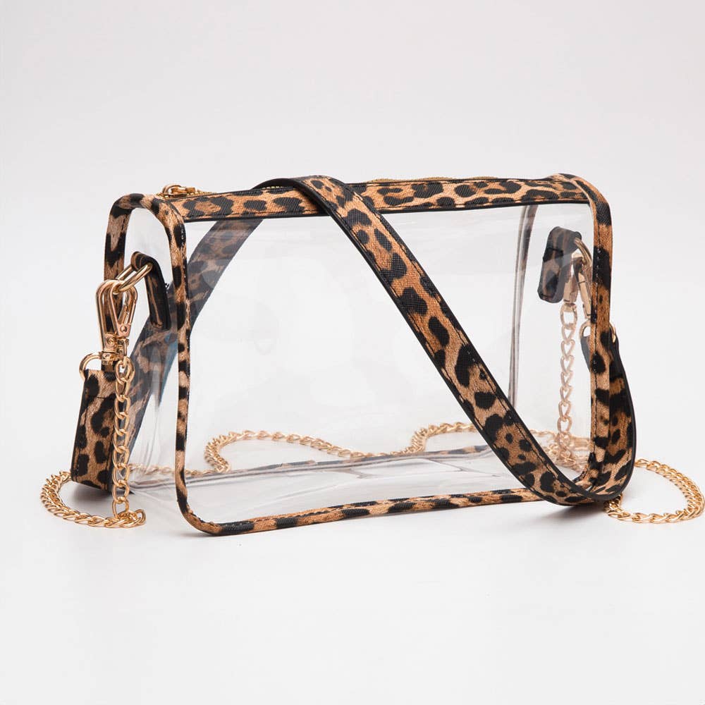 Clear Rectangle Crossbody Bag: Red