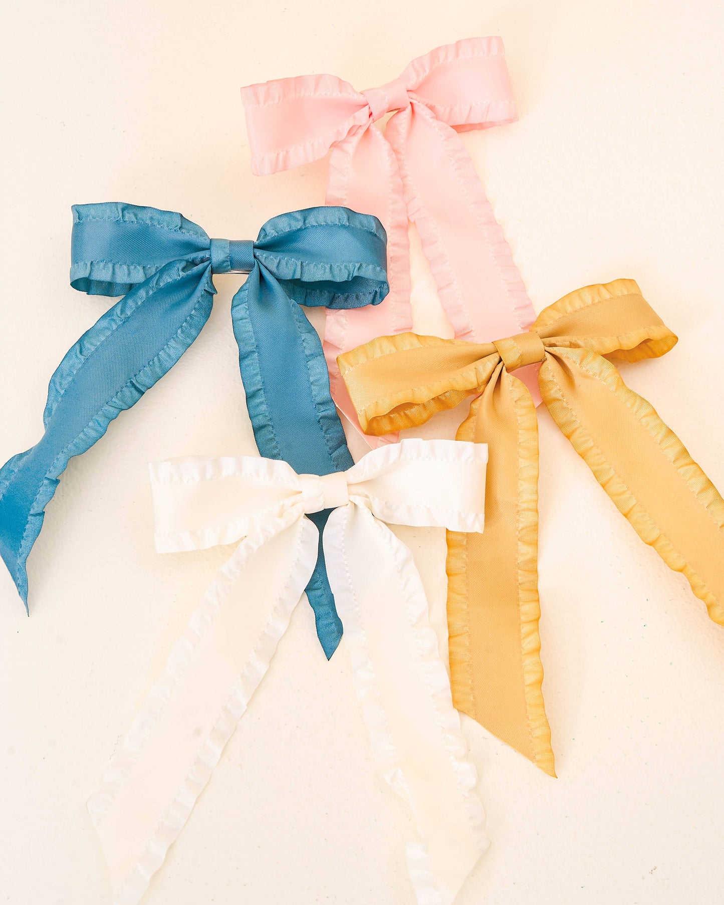 The Darling Effect - Ruffle Hair Bow- Cream