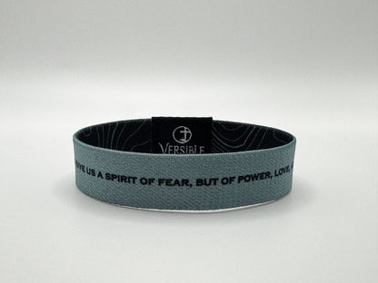 Versible - Black Topography / 2 Timothy 1:7 Wristband: Medium