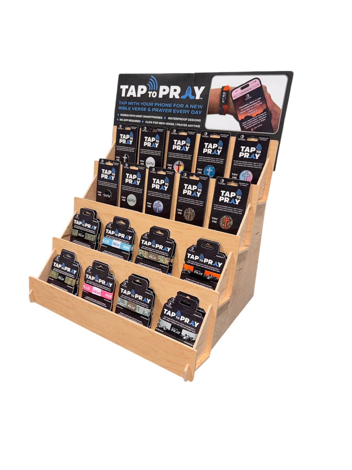 Versible - Tap To Pray Wristbands - Tap W/Phone For Daily Verse/Prayer: X-Large / Blue Mountains & Green Forests