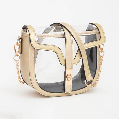 Clear Transparent Saddle Bag: Red