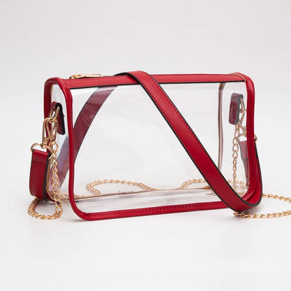 Clear Rectangle Crossbody Bag: Red