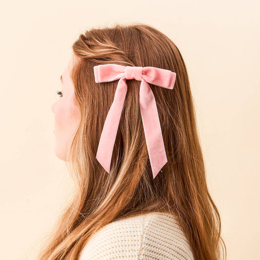 The Darling Effect - Velvet Hair Bow- Blush