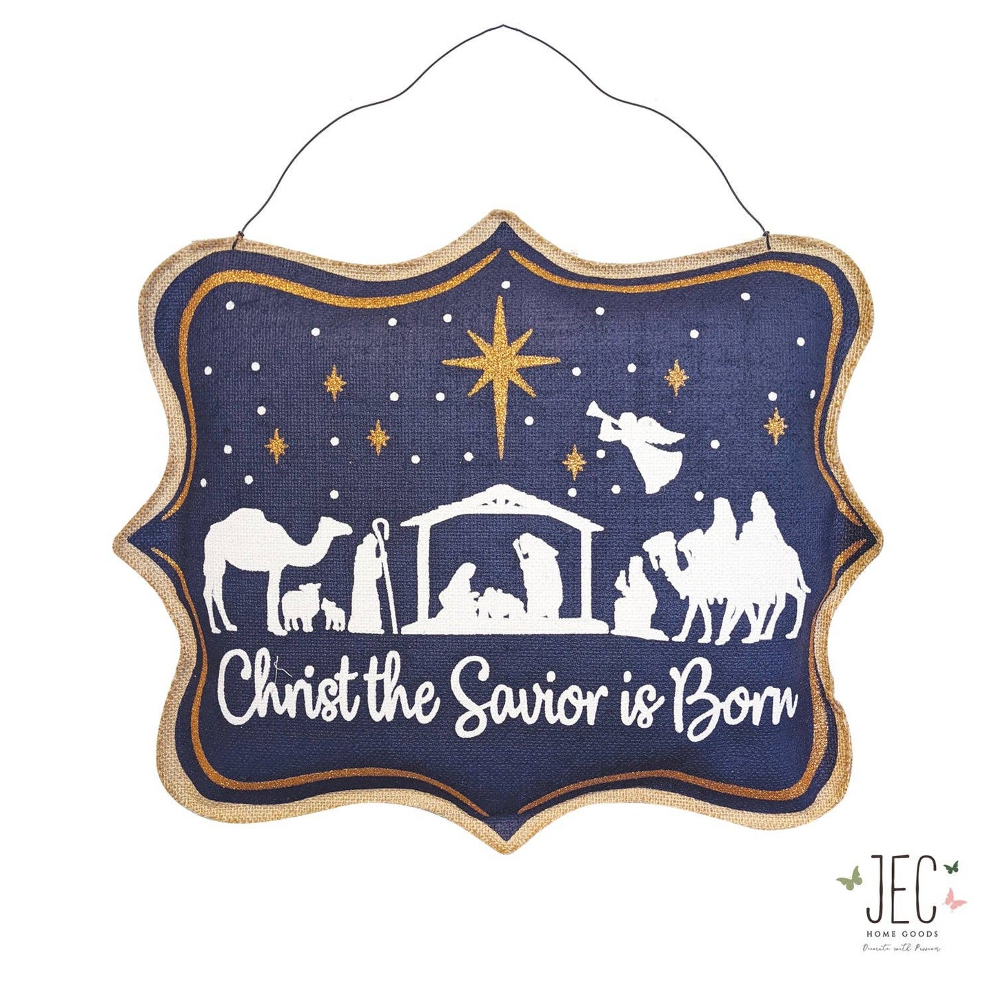 JEC Home Goods Inc - Nativity Scene Burlap Wall Décor 21"x17"