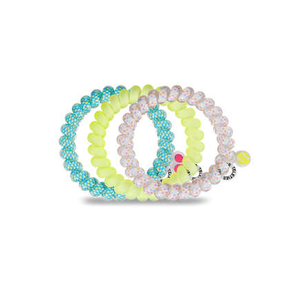 TELETIES - Tennis - Large Spiral Hair Coils, Hair Ties, 3-pack