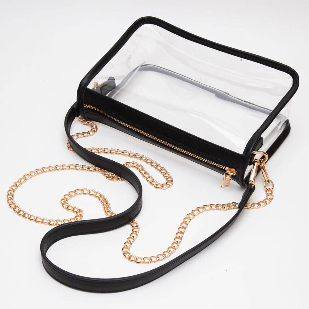 Clear Rectangle Crossbody Bag: Red