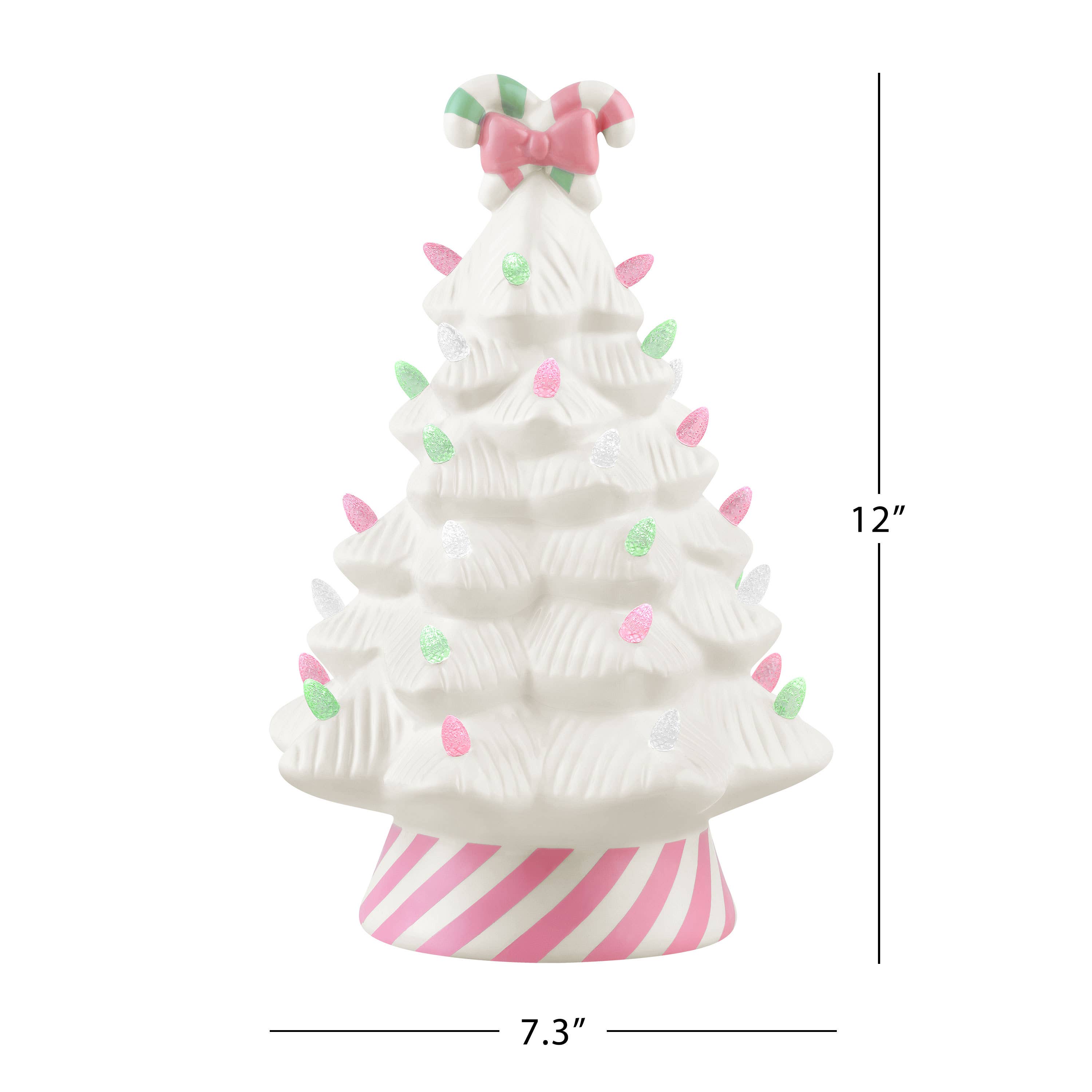 Mr. Christmas 12 in. Nostalgic Ceramic Pink Candy Cane Tree - Thumbnail 2