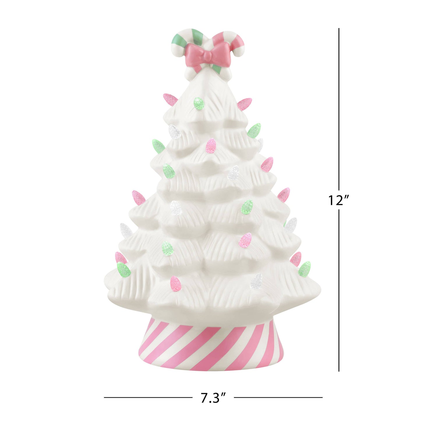 Mr. Christmas - 12 in. Nostalgic Ceramic Pink Candy Cane Tree