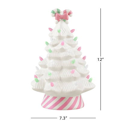 Mr. Christmas - 12 in. Nostalgic Ceramic Pink Candy Cane Tree