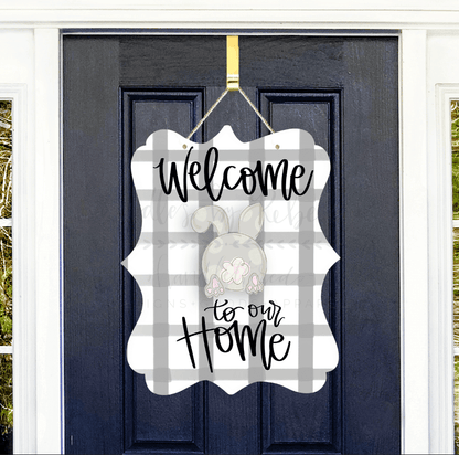 Doodles By Rebekah - Interchangeable Door Hangers for Attachments!: Round Welcome. (Tan Stripes)