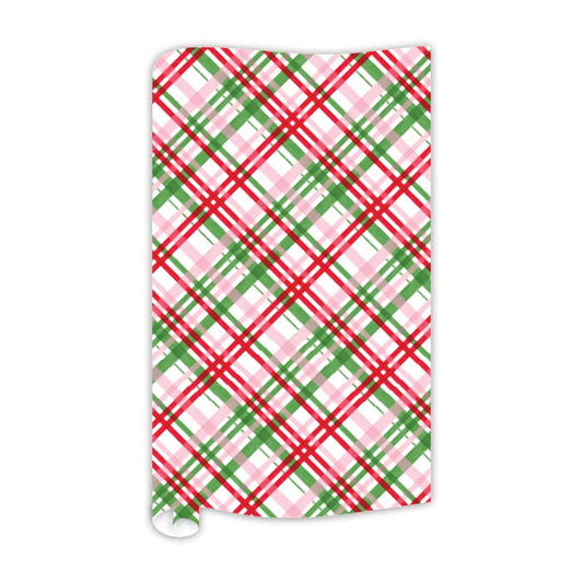 RosanneBeck Collections - Handpainted Red Pink and Green Plaid Wrapping Paper
