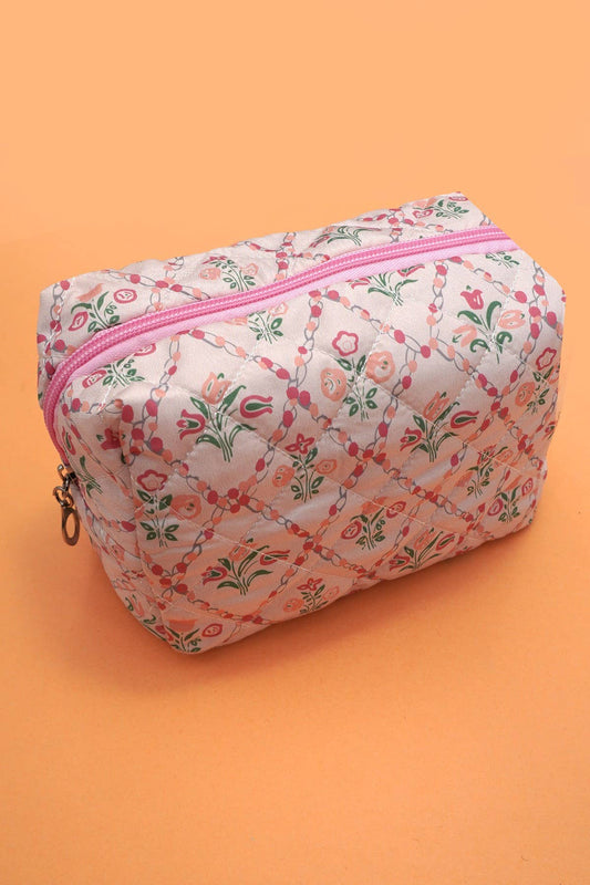 JOSSLYN by wall to wall - FLORAL TOILE PATTERN MAKEUP COSMETIC POUCH BAG | 40P562: F