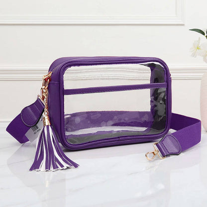Transparent Rectangular Crossbody Bag: Clear,Navy