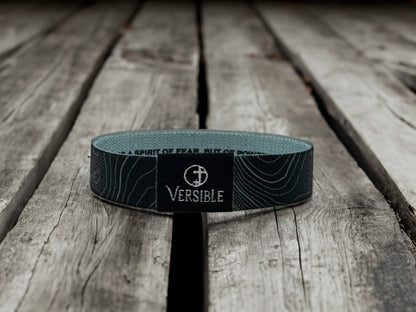 Versible - Black Topography / 2 Timothy 1:7 Wristband: X-Small