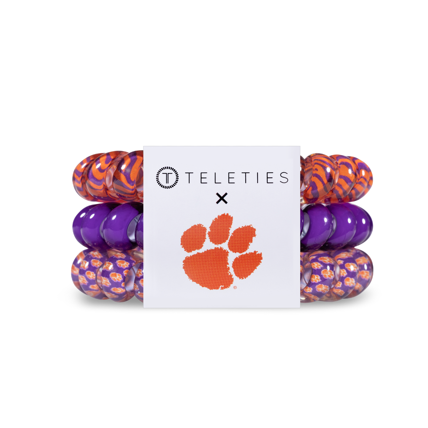 TELETIES - Spiral Hair Coils | Large | Clemson University Hair Ties