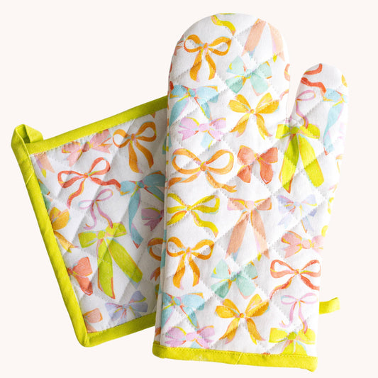 Elyse Breanne Design - Rainbow Bows Oven Mitt + Pot Holder