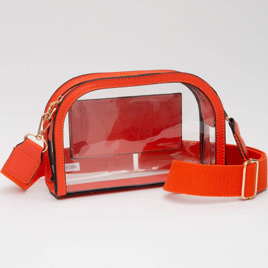 Crossbody Camera Bag: Clear,Orange
