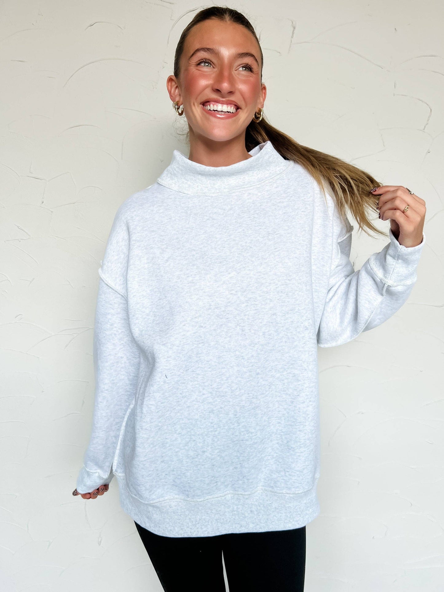 Pierce + Pine - Mock Neck Sweatshirt - Ash: L/XL