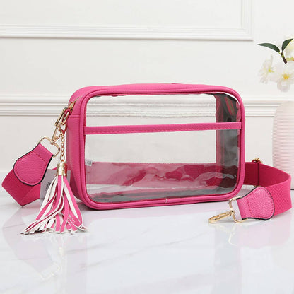 Transparent Rectangular Crossbody Bag: Clear,Navy