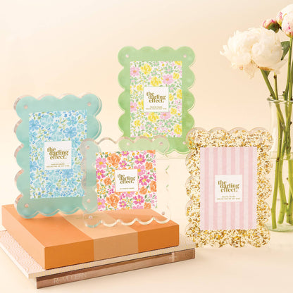The Darling Effect - Rectangle Scalloped Acrylic Frame-Confetti Gold