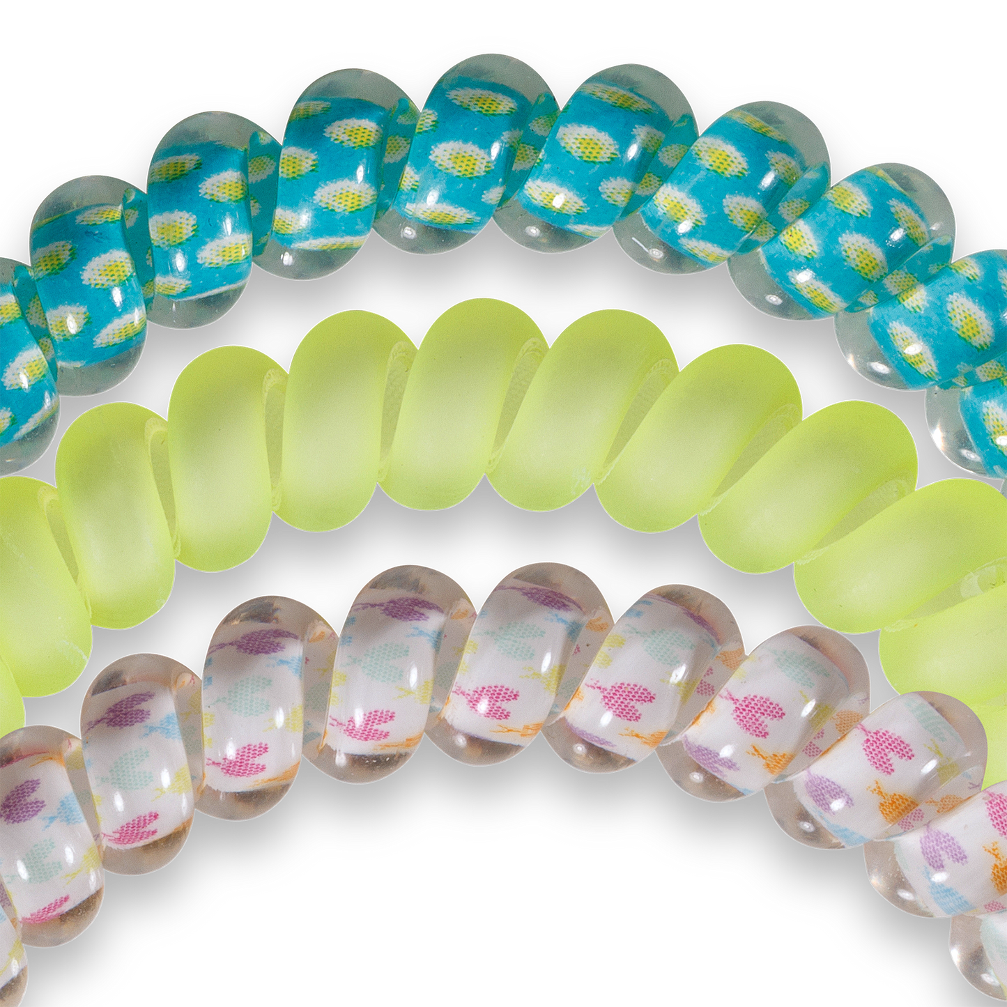 TELETIES - Tennis - Small Spiral Hair Coils, Hair Ties, 3-pack