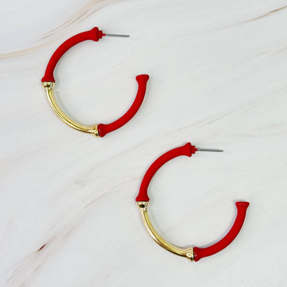 Ellison+Young - Color Coated Bamboo Hoop Earrings: White