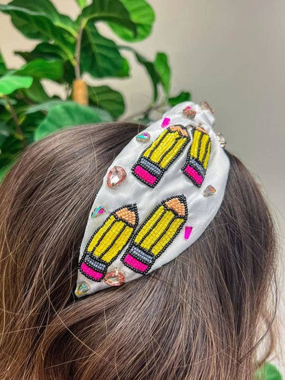 Prep Obsessed Wholesale - Pencil Embellished Beaded Headband