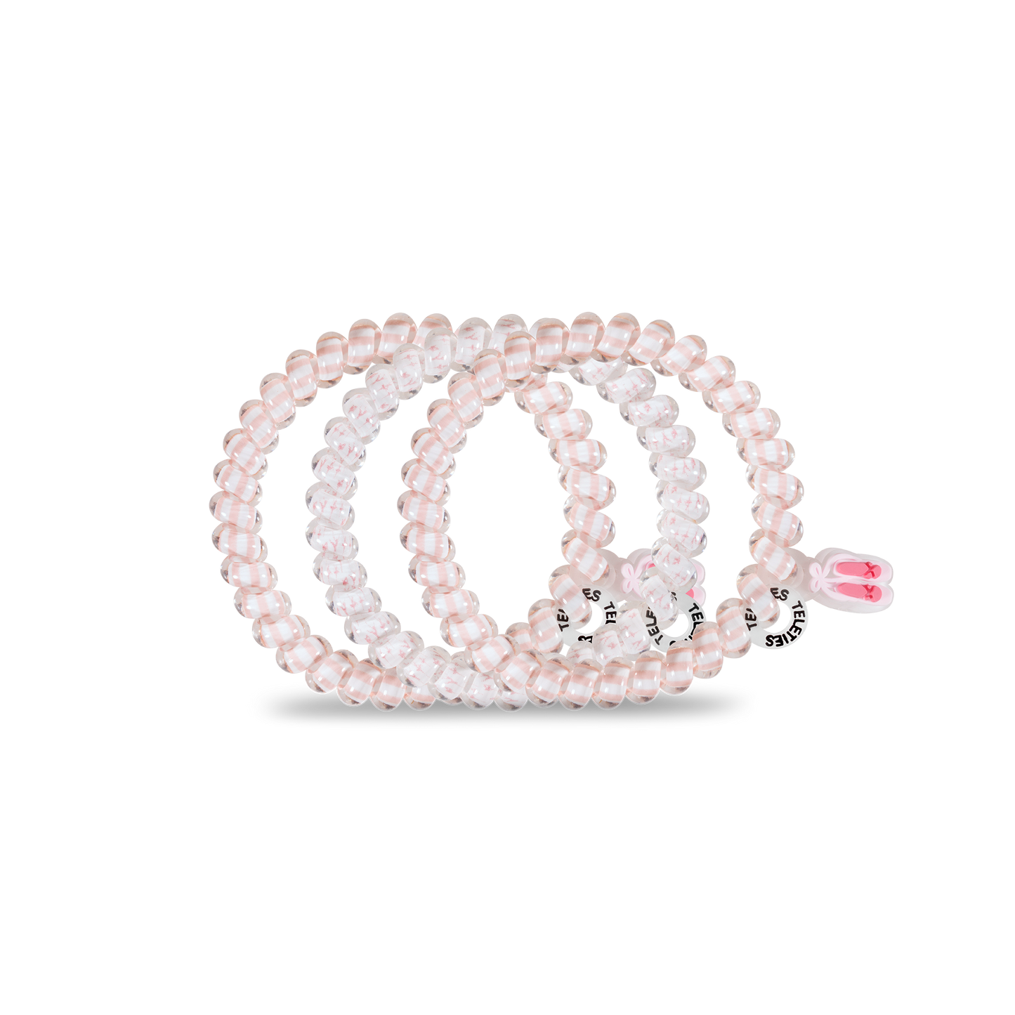 TELETIES - Ballet - Small Spiral Hair Coils, Hair Ties, 3-pack