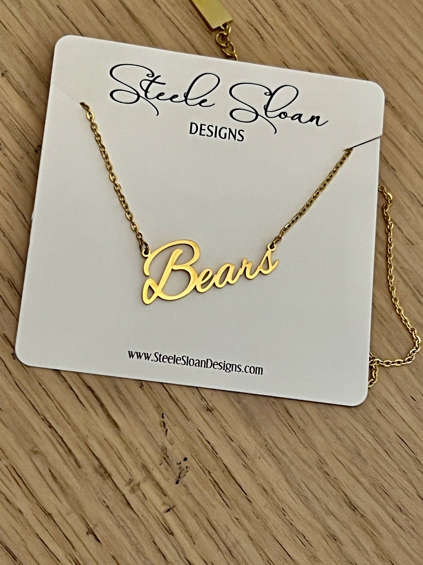 Steele Sloan Designs - Bears Name Necklace - Bears Fans -Bears GameDay Necklace