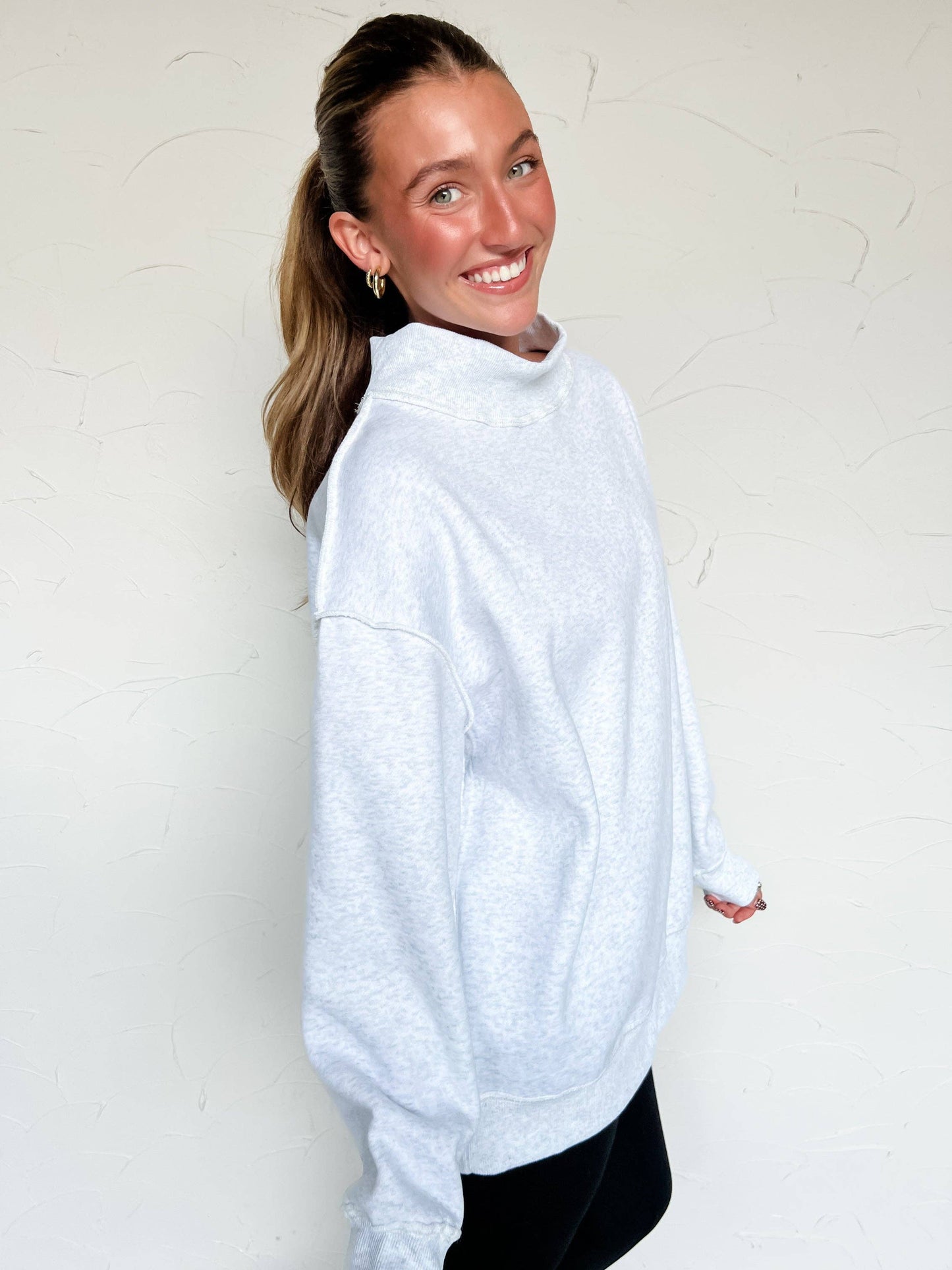 Pierce + Pine - Mock Neck Sweatshirt - Ash: L/XL