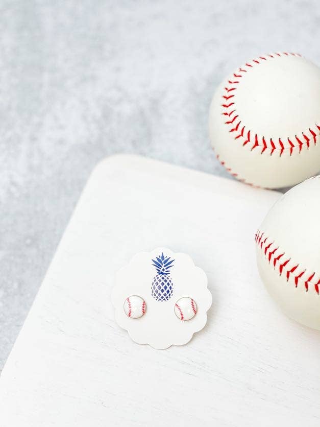 Prep Obsessed Wholesale - Baseball Enamel Stud Earrings