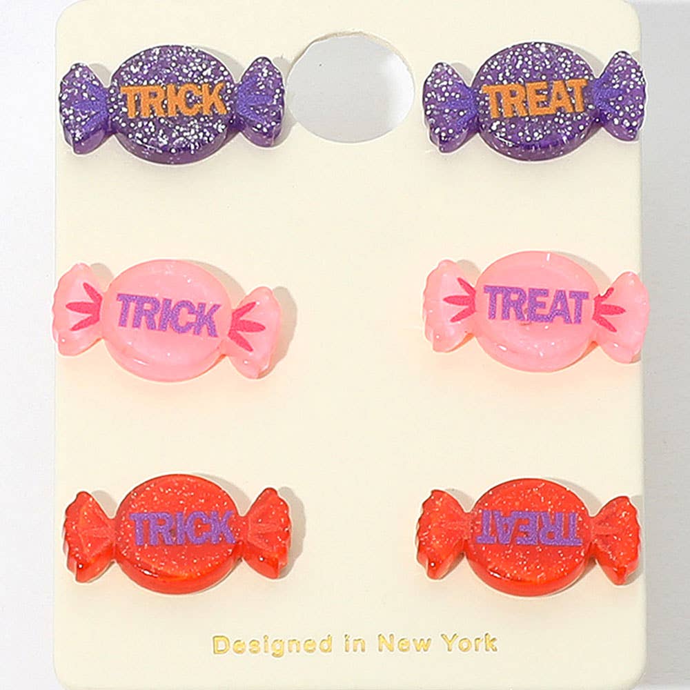 TRICK TREAT Halloween Candy Stud Earring Set