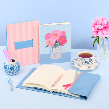 Studio Oh! - Pink Stripes Casey Notebook with Phone Loop