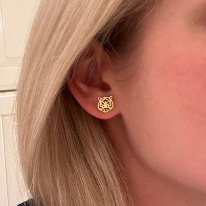 Steele Sloan Designs - Cute Tiger Earrings, Tiger Football Gift, Gold Stud Earrings: Gold