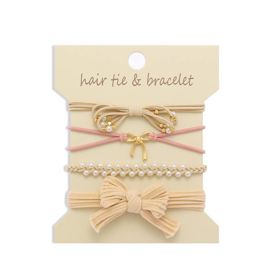 Ivory - JOSSLYN by wall to wall - BOHO DUAL FUNCTION KNOT BRACELET HAIR TIES