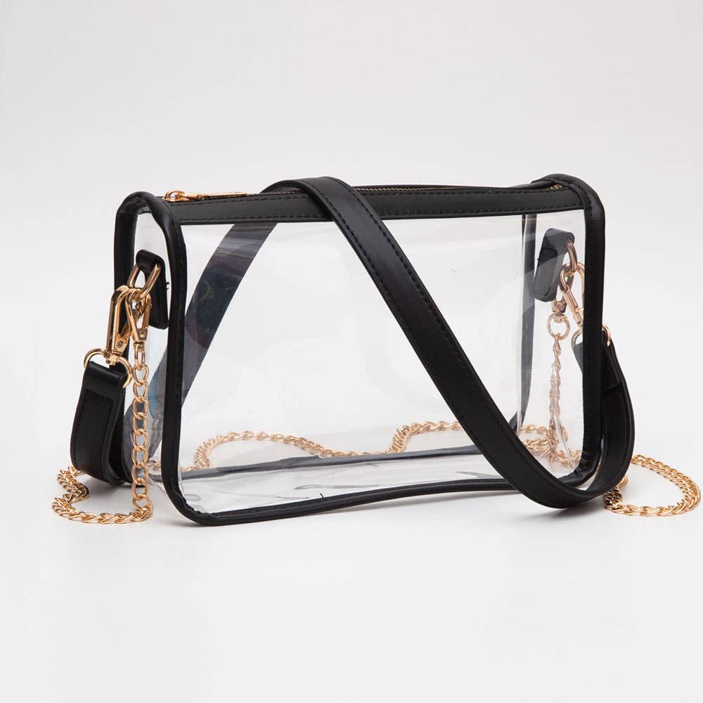 Clear Rectangle Crossbody Bag: Red
